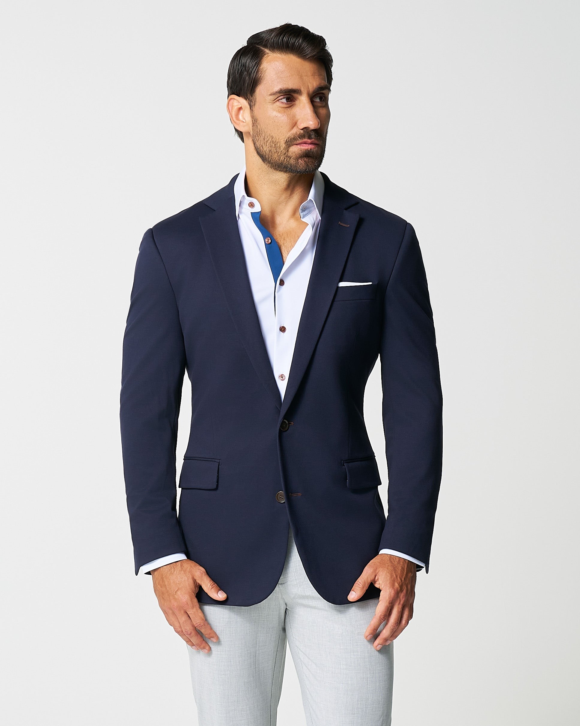 States & Liberty Athletic Fit Stretch Blazer, Navy